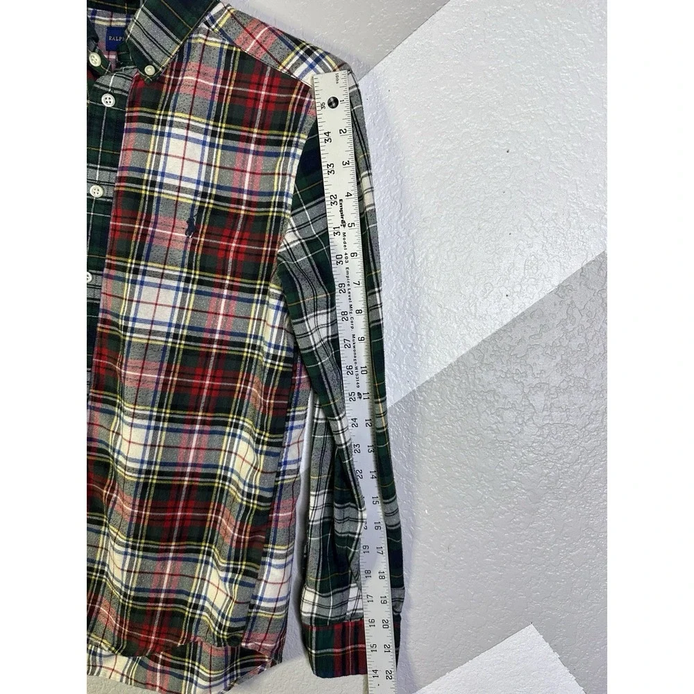 Ralph Lauren Boys Performace Red Green Plaid Casual Button Up Fun Shirt Lg 14-16